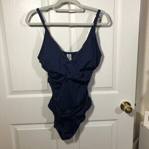 Tommy Bahama women navy blue one piece swim suit, 16